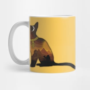 Minimalistic Paper Craft Digital Art - Egyptian Cat Mug